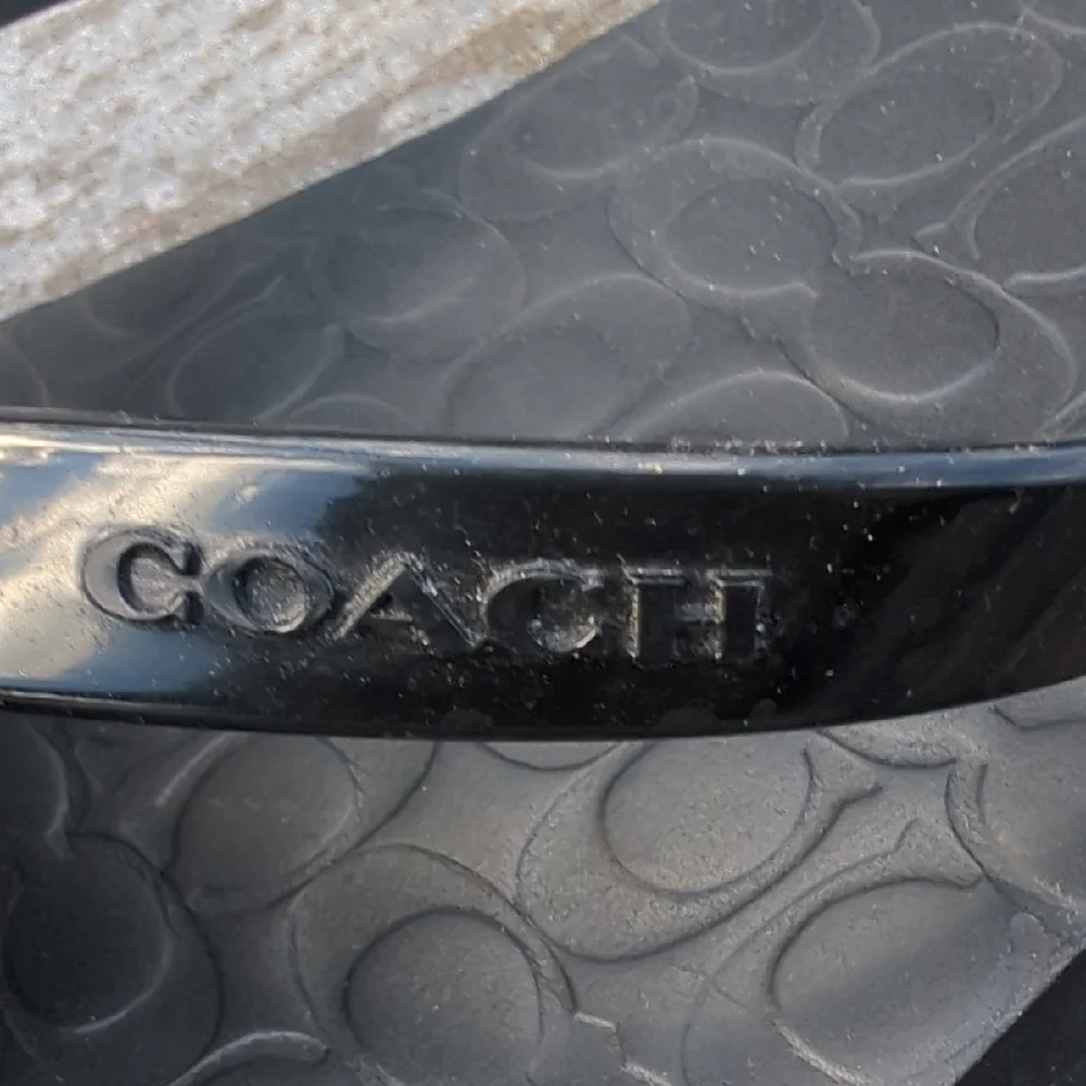 Coach Black Flip Flops with Logo Detail